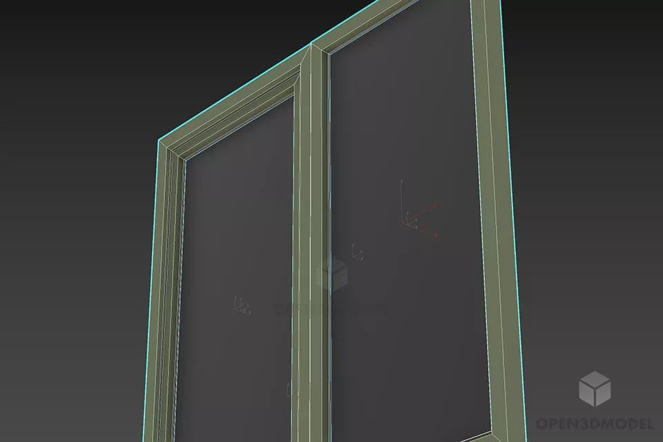 Aluminum Slide Window With Handle 3d model 2