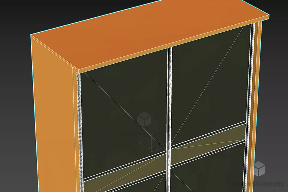 Ash Wooden Wardrobe With Black Door 3d model 2