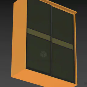 Ash Wooden Wardrobe With Black Door 3d model