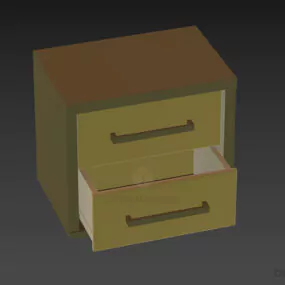 Ash Wood Nightstand With Open Drawer 3d model