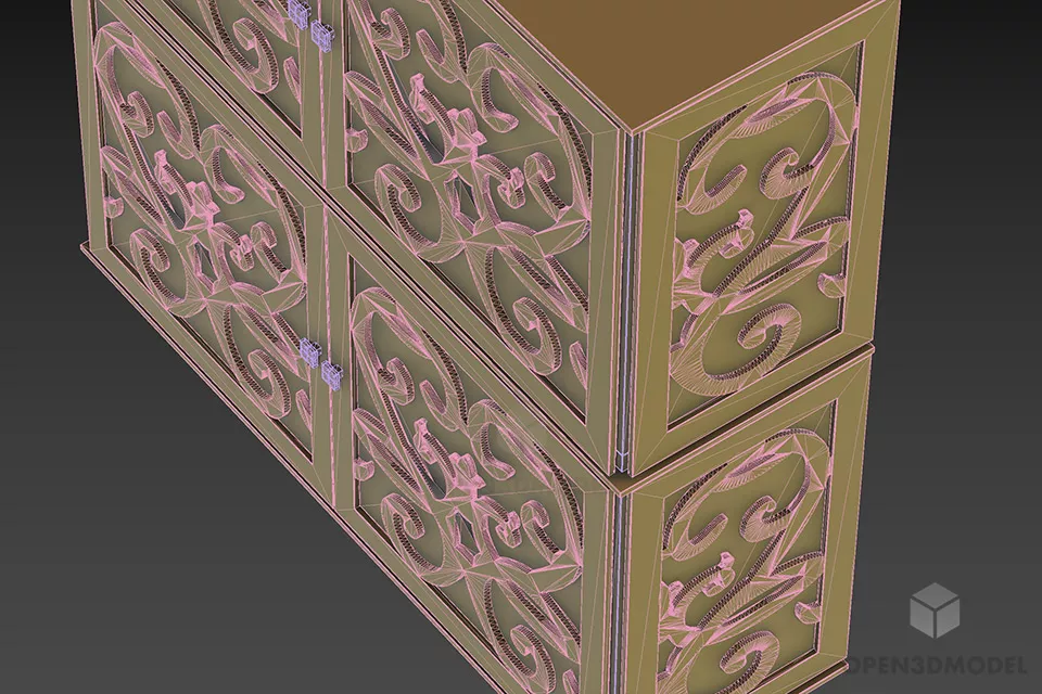 Locker Toninr With Carved Door 3d model 2