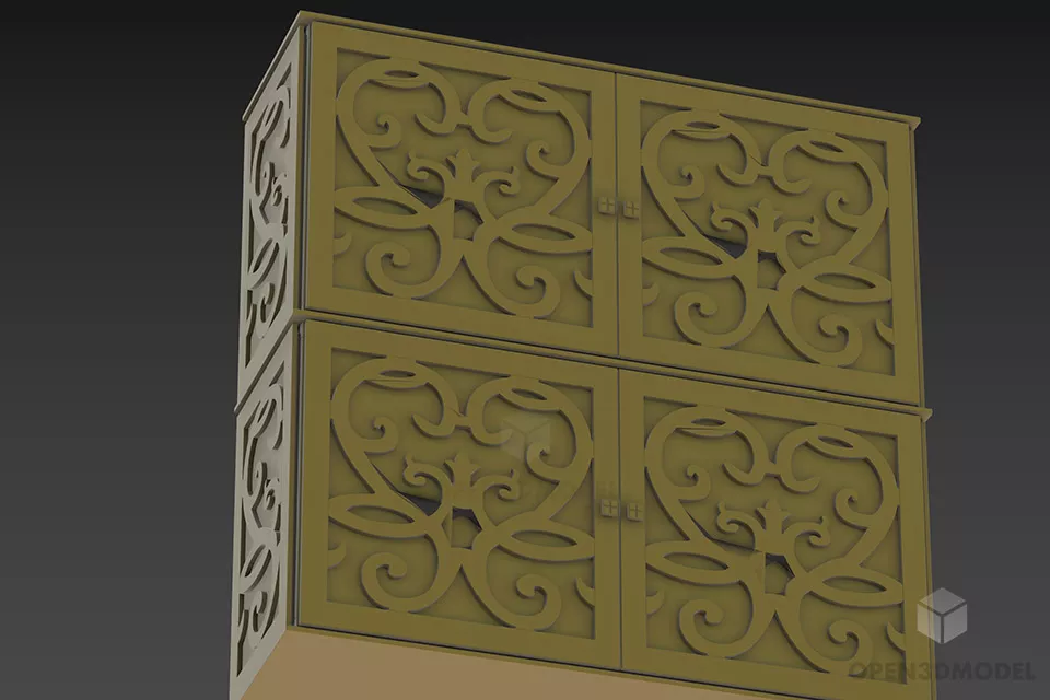 Modern Locker With Carved Sphere Shape 3d model