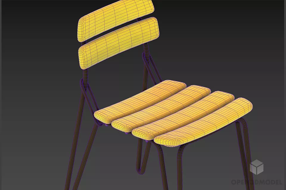 Plastic Coffee Chair, Steel Frame Chair 3d model 2