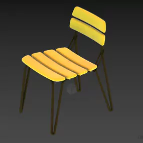 Plastic Coffee Chair, Steel Frame Chair 3d model