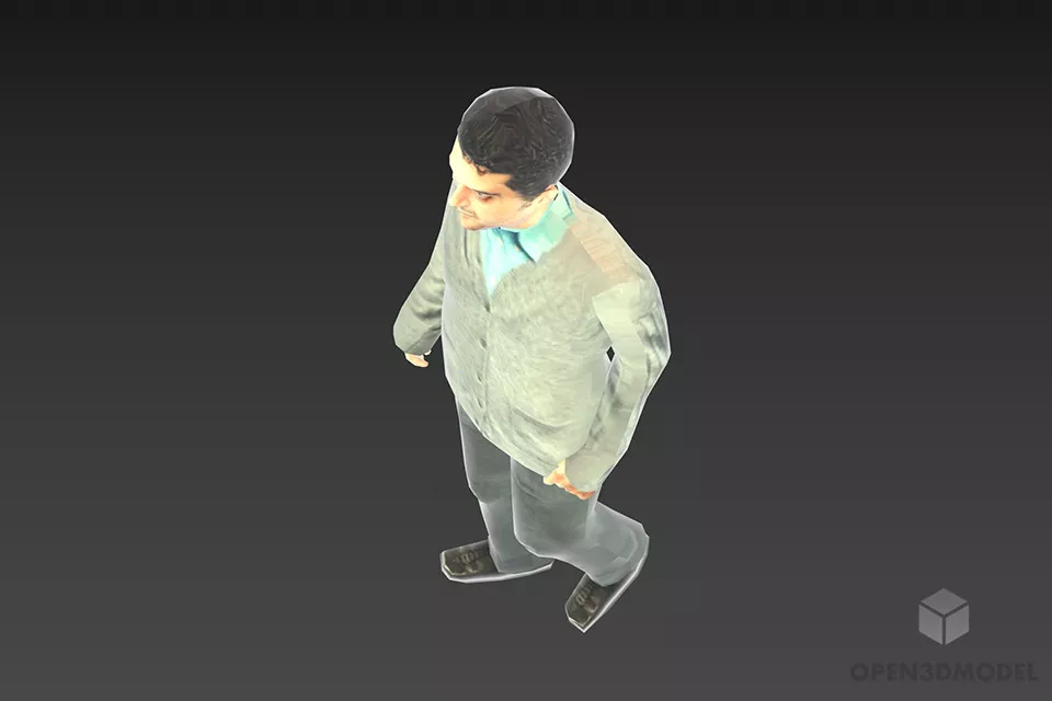 Worker Man In Coat, Walking Man Pose Free 3d Model - .3ds, .gsm 