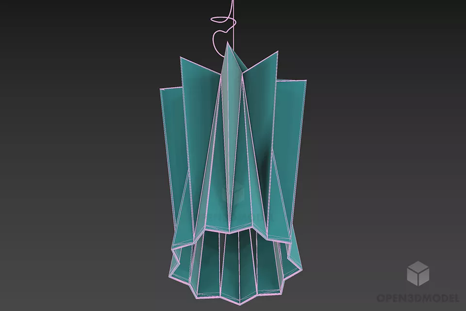 Pendant Lamp Origami Paper Shade 3d model 2