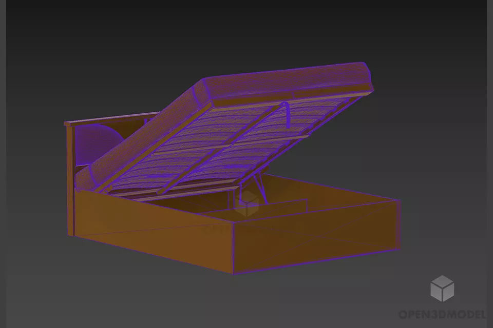 Foldable Bed With Mattress 3d model 2