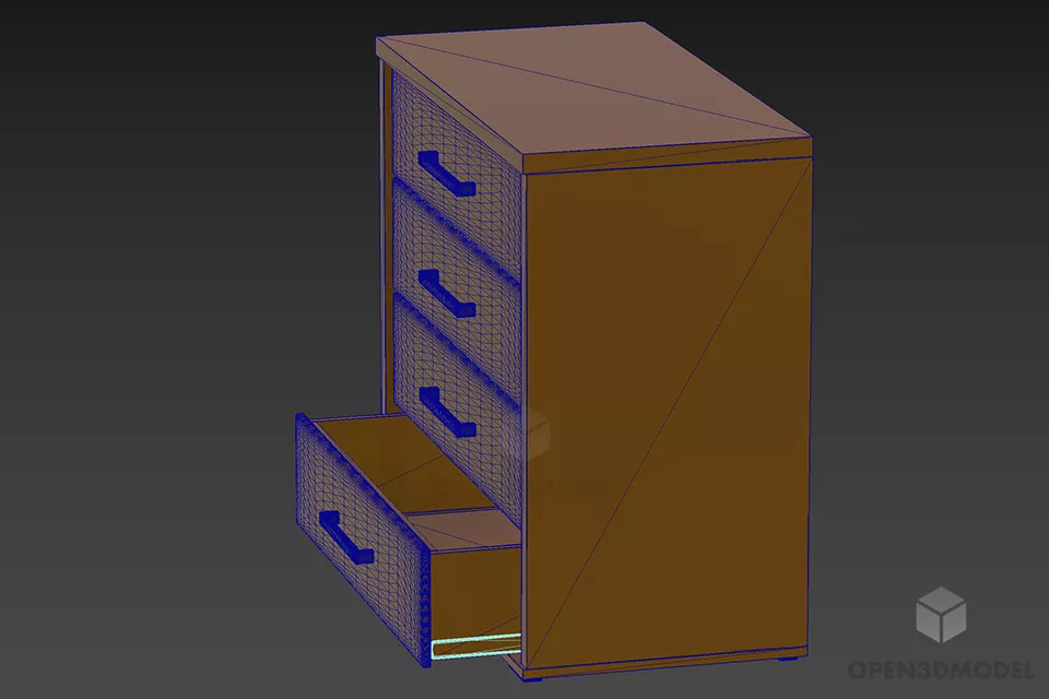 Locker With Four Drawers 3d model 2