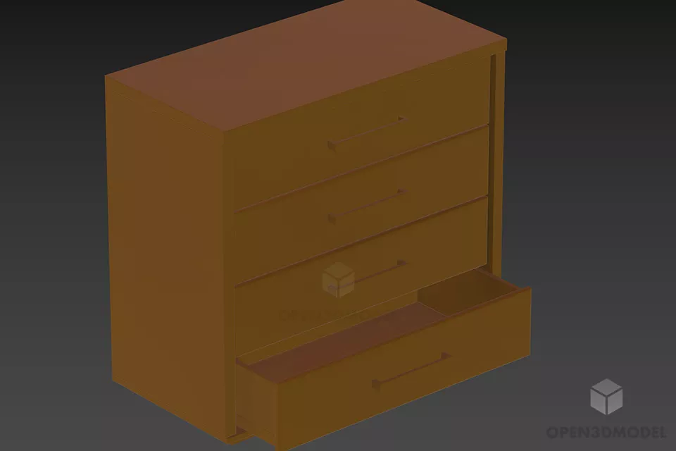 Locker With Four Drawers Free 3d Model - .3ds, .gsm - Open3dmodel