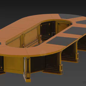 Oval Meeting Table, Wooden Table 3d model