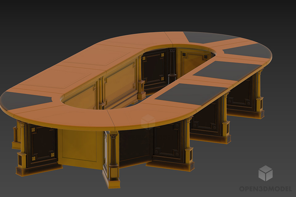 Office Table L Shape With Divider, Office Furniture Free 3d Model 