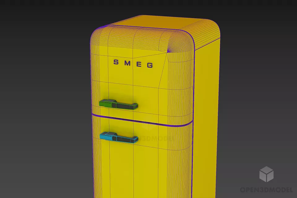 Smeg Refrigerator, Fashion Refrigerator 3d model 2
