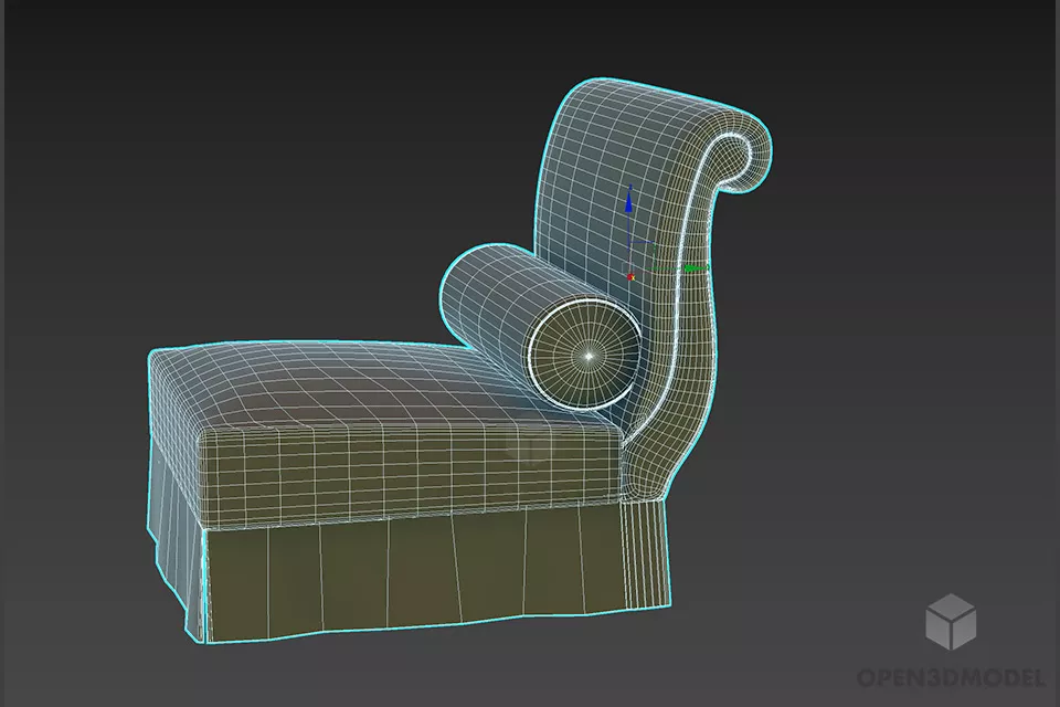 Leather Upholstery Armchair Barbara 3d model 2