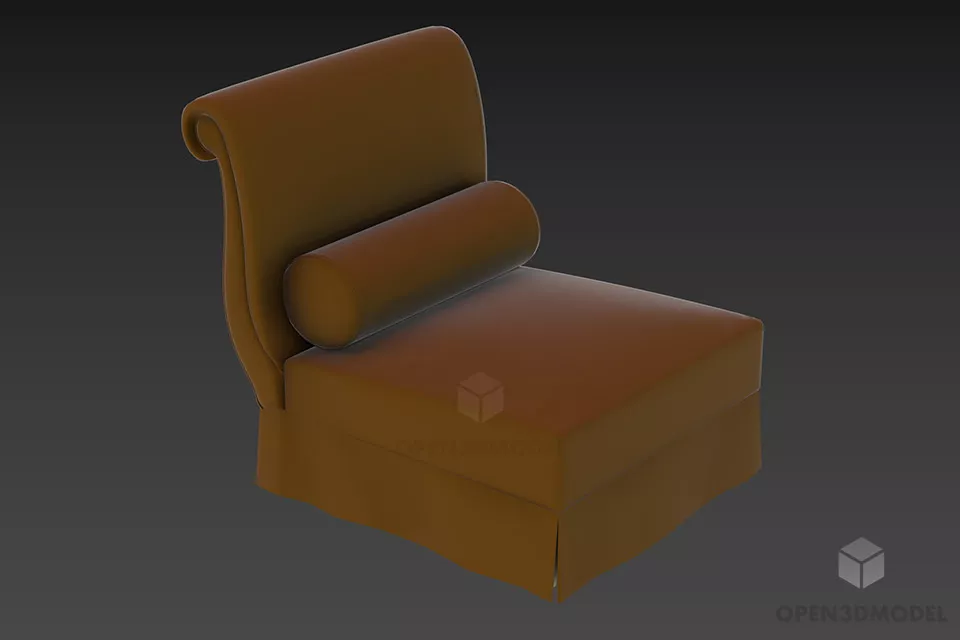 Cube Armchair With Inox Frame 3d model