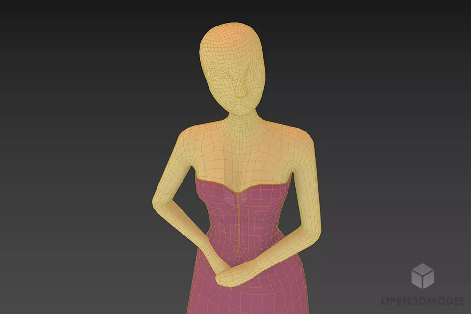 Mannequin In Bride Dress 3d model 2