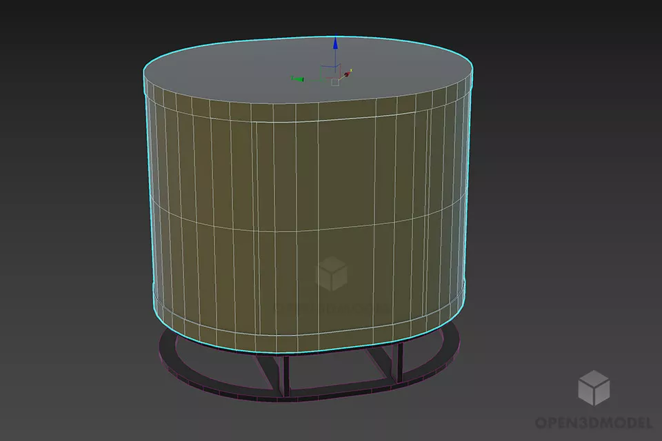 Round Nightstand Walnut Wooden 3d model 2