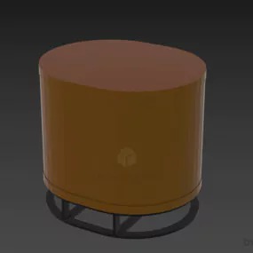 Round Nightstand Walnut Wooden 3d model