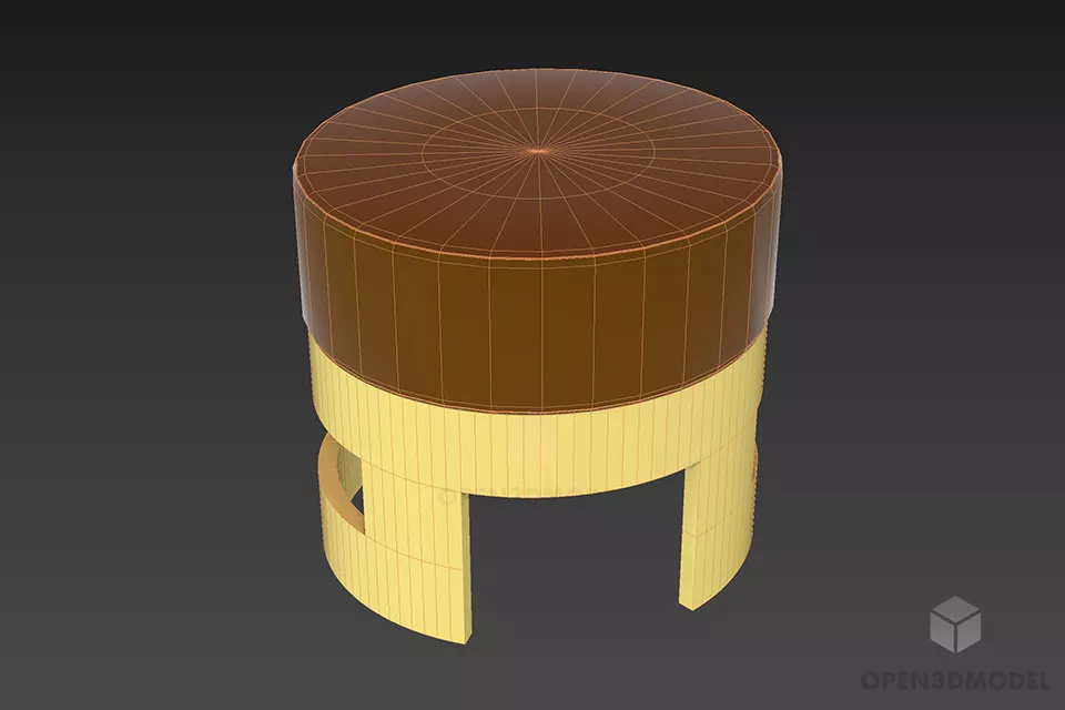Ash Wooden Seat With Round Upholstery 3d model 2