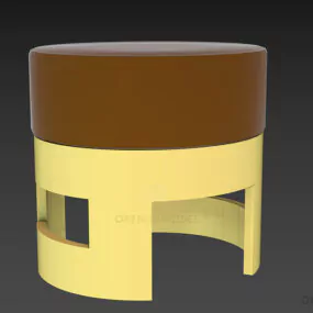 Ash Wooden Seat With Round Upholstery 3d model