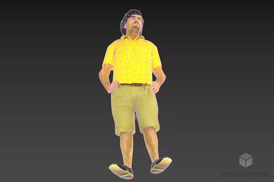 Standing Man In Short Pant 3d model 2