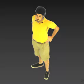 Standing Man In Short Pant 3d model