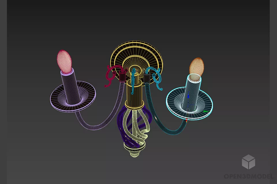 Brass Sconce Lamp With Candle Shade 3d model 2