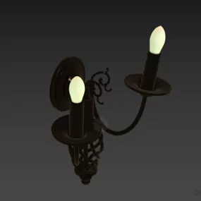 Brass Sconce Lamp With Candle Shade 3d model