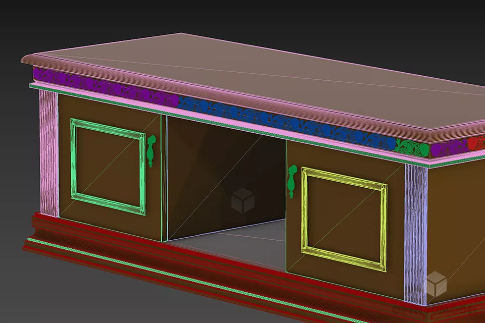 Antique Locker, Office Furniture 3d model 2