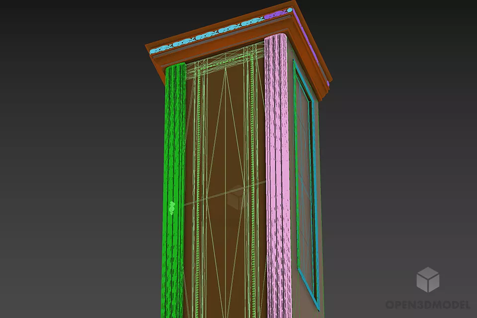 Glasscase Wooden Frame Cabinet 3d model 2