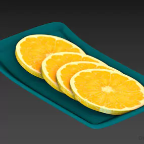 Fruit Orange Slices On Dish 3d model