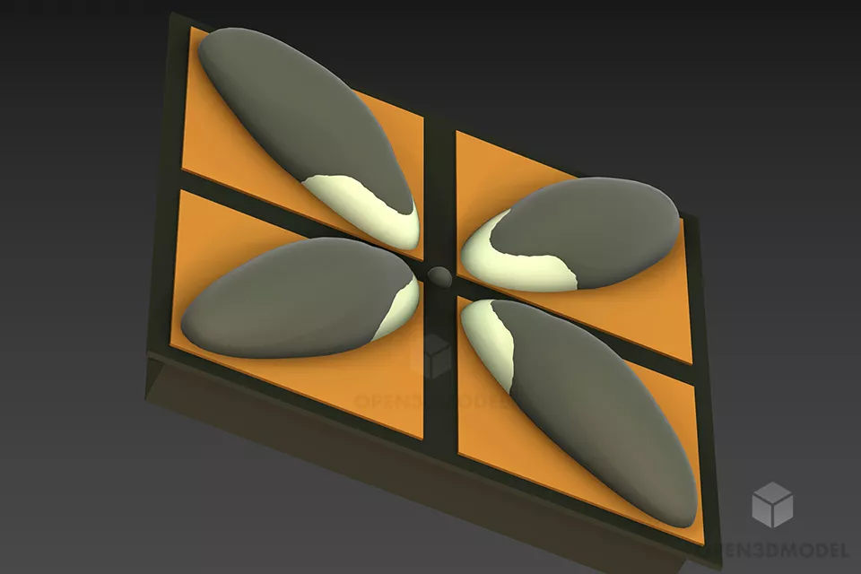 Brass Lamp With Rectangle Shade 3d model