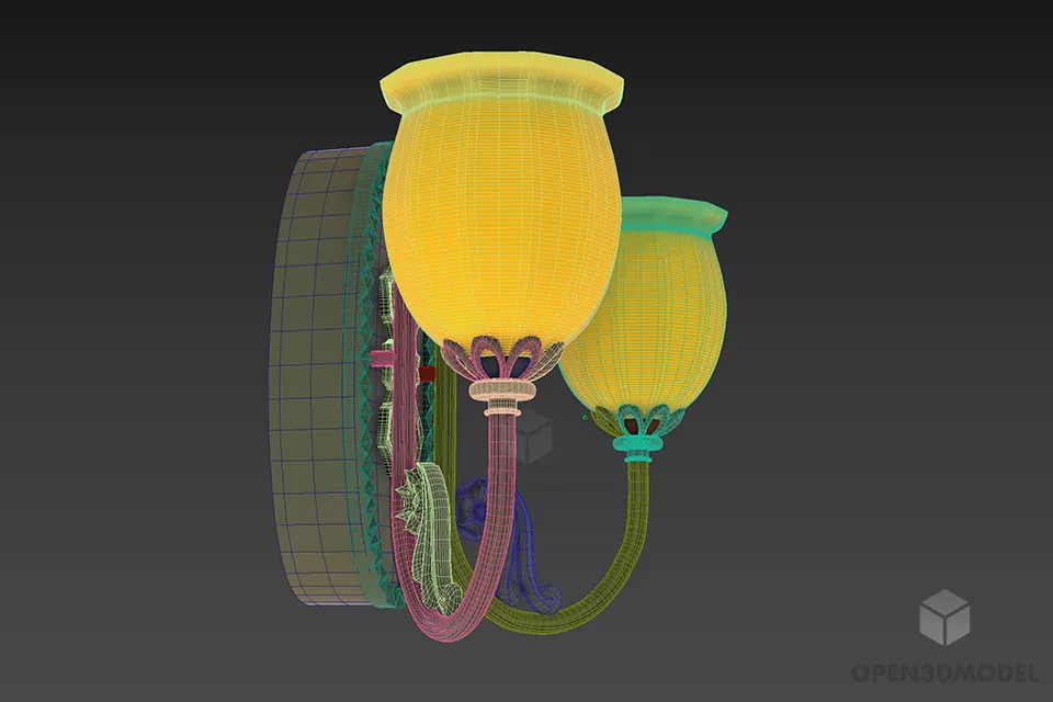 Antique Sconce Lamp Glass Shape 3d model 2