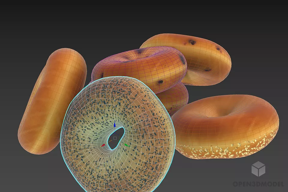 Fried Donut Cake 3d model 2