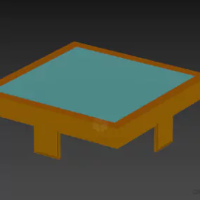 Square Table With Wooden Frame Cover 3d model