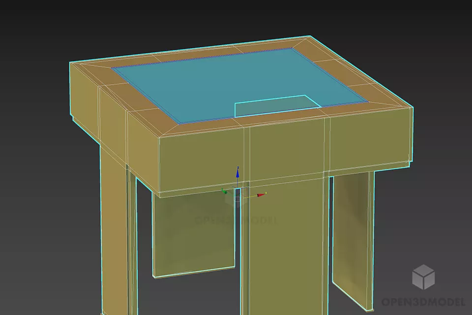 High Square Table With Wooden Frame Cover 3d model 2