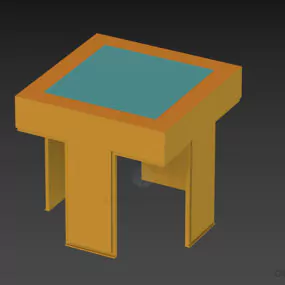 High Square Table With Wooden Frame Cover 3d model