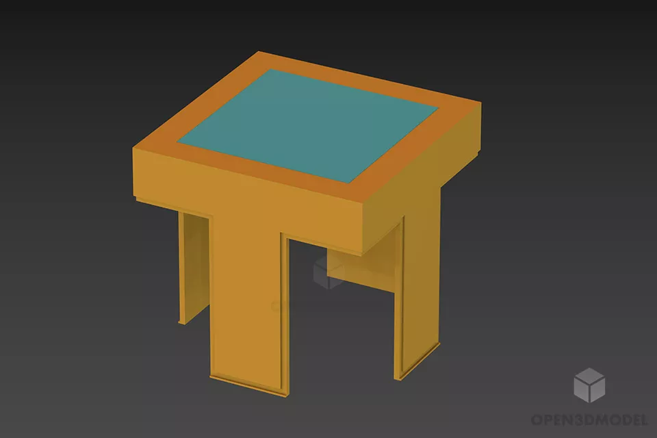 Curved Work Table With Tableware 3d model