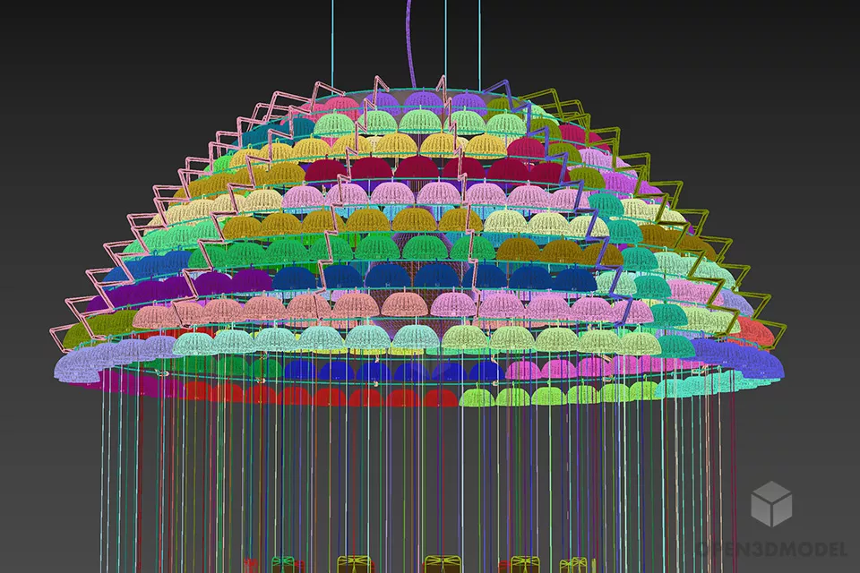 Chandelier Lamp Basket Shape 3d model 2