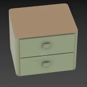 White Nightstand With Two Drawers 3d model