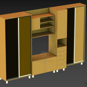 Wood Sideboard Tv Cabinet System 3d model