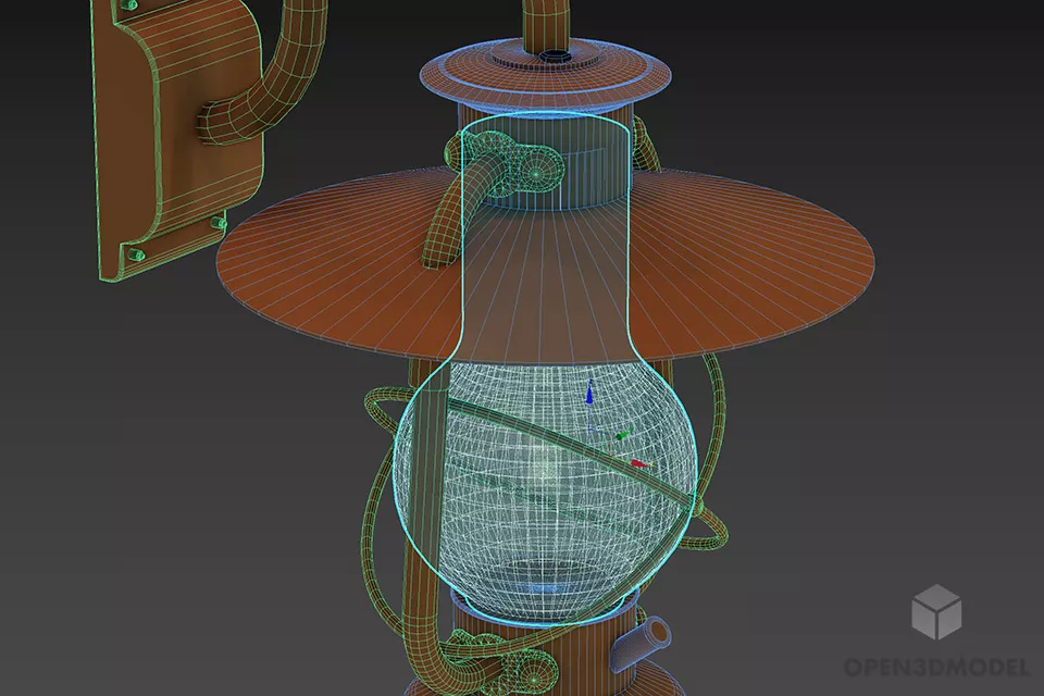 Sconce Lamp Antique Oil Lamp Style 3d model 2