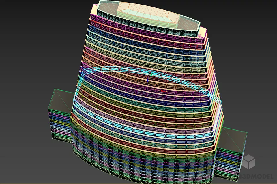 Hotel Apartment Building, Highrise Building 3d model 2