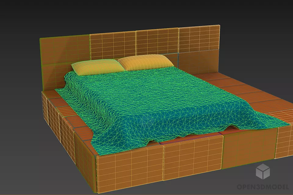 Upholstery Bed 3d model 2