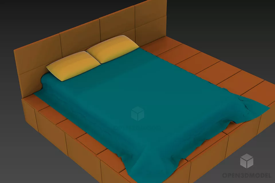 Double Bed Italian With Stylist Blanket 3d model