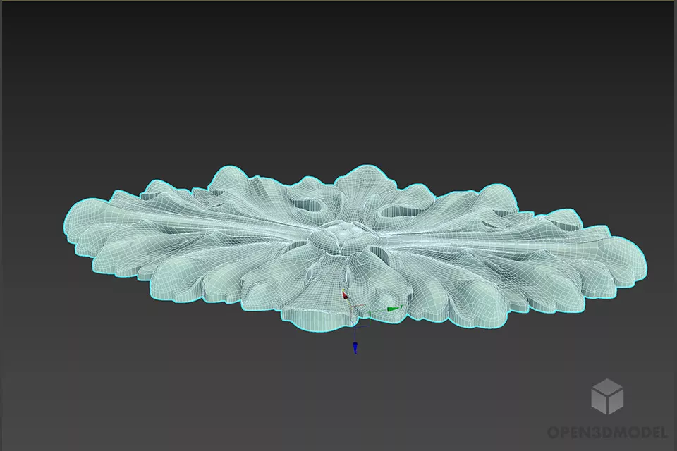 Plaster Rosette Ceiling Decoration 3d model 2