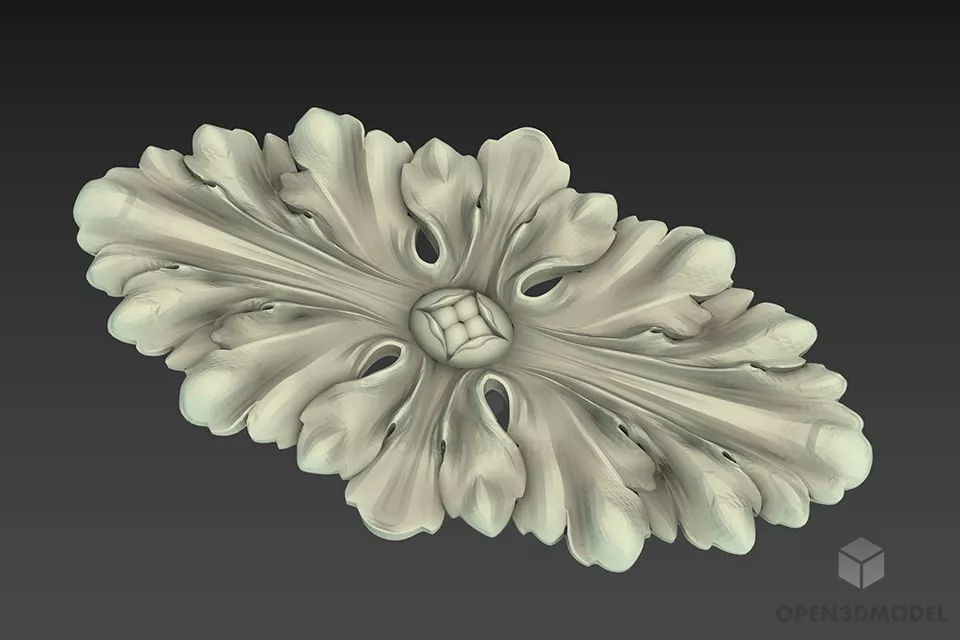 Round Rosette Spiral Lines 3d model