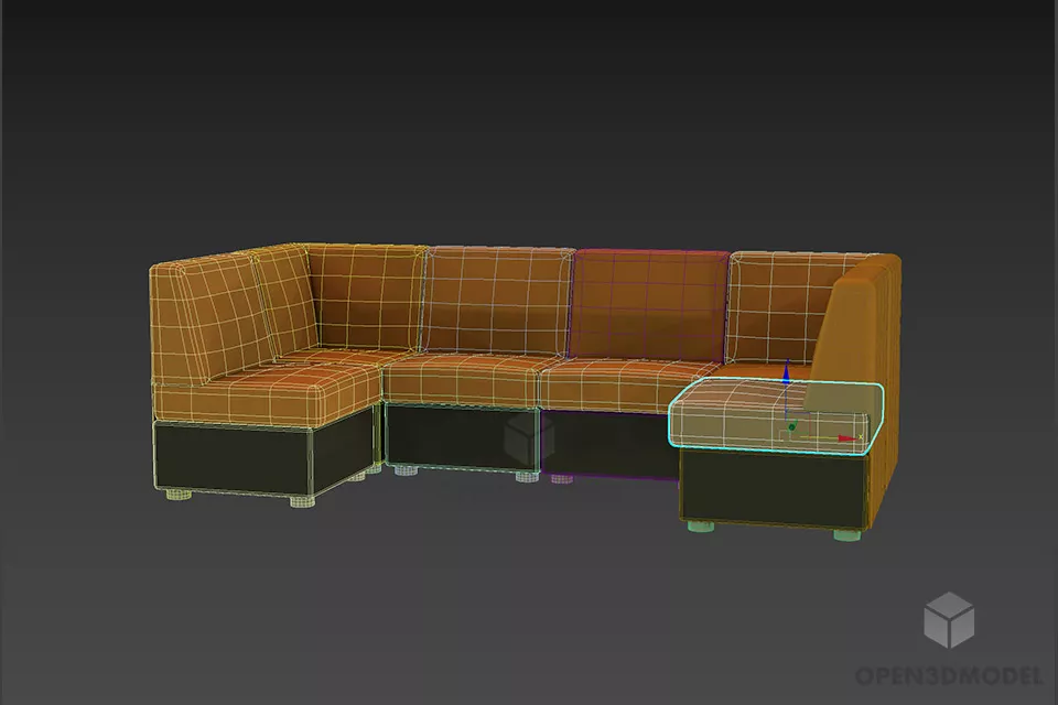 U Sofa, Cafe Chair Furniture 3d model 2