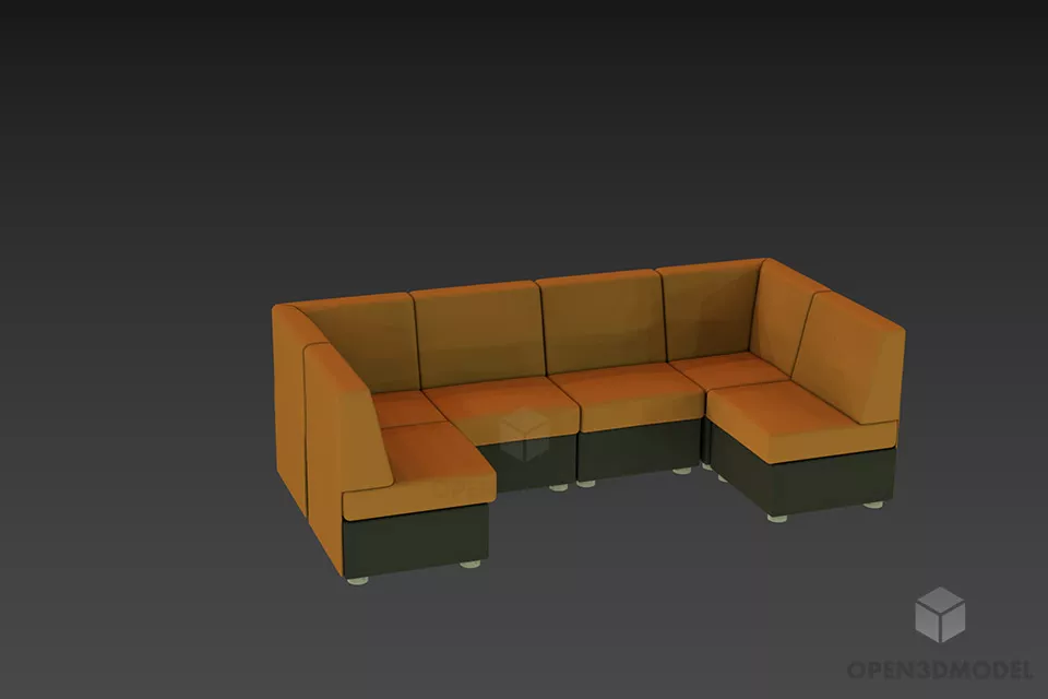 European Antique Sofa With Bamboo Frame 3d model