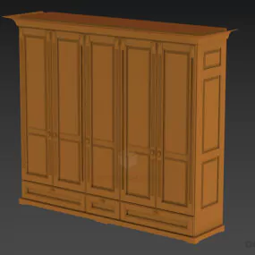 Wooden Wardrobe Merkan, Carved Door Cabinet 3d model