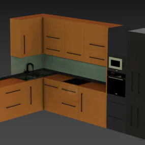 Kitchen Cabinet White Pained L Shape 3d model